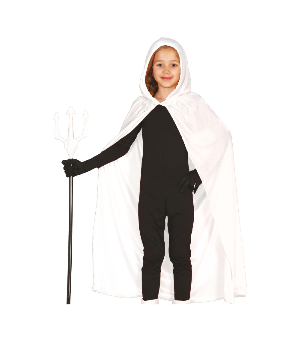 Dětský bílý sametový plášť s kapucí