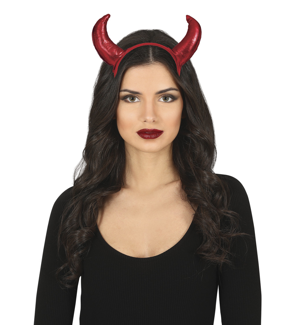 Čelenka- Metalické červené rohy