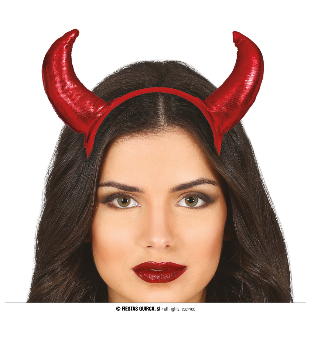 Čelenka- Metalické červené rohy