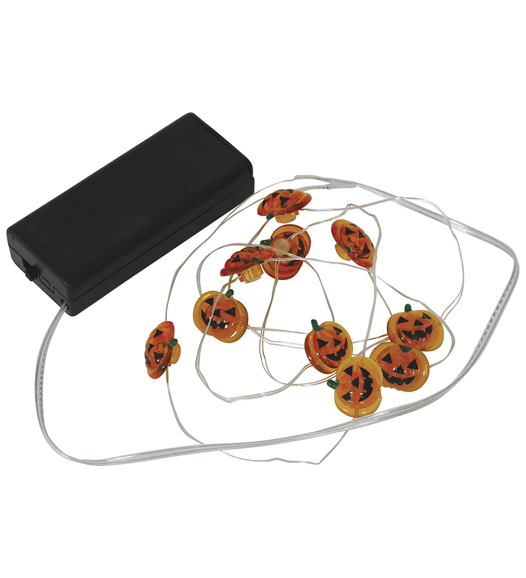 Drátěný věnec s LED dýněmi