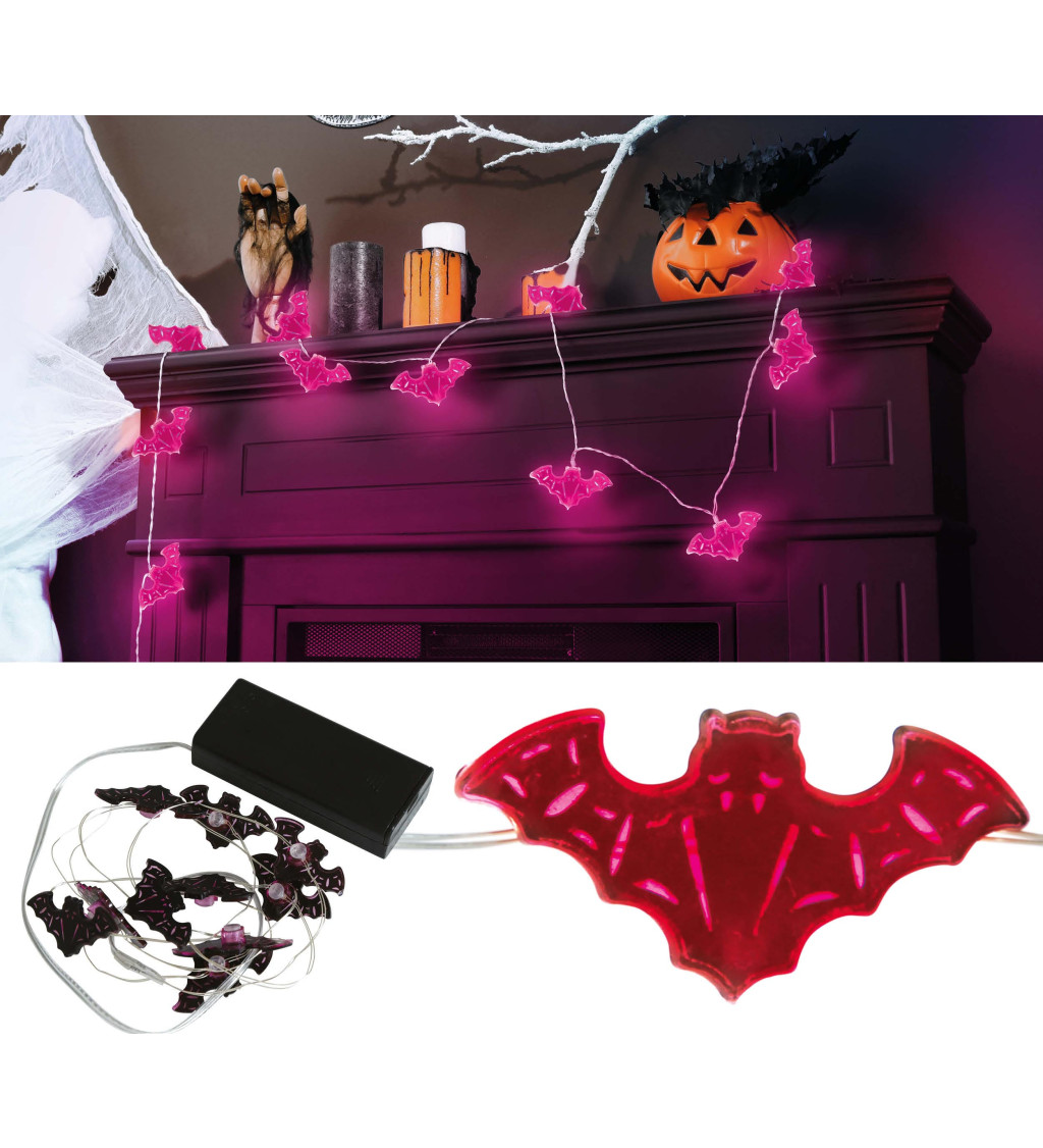 Drátěný věnec s LED netopýry