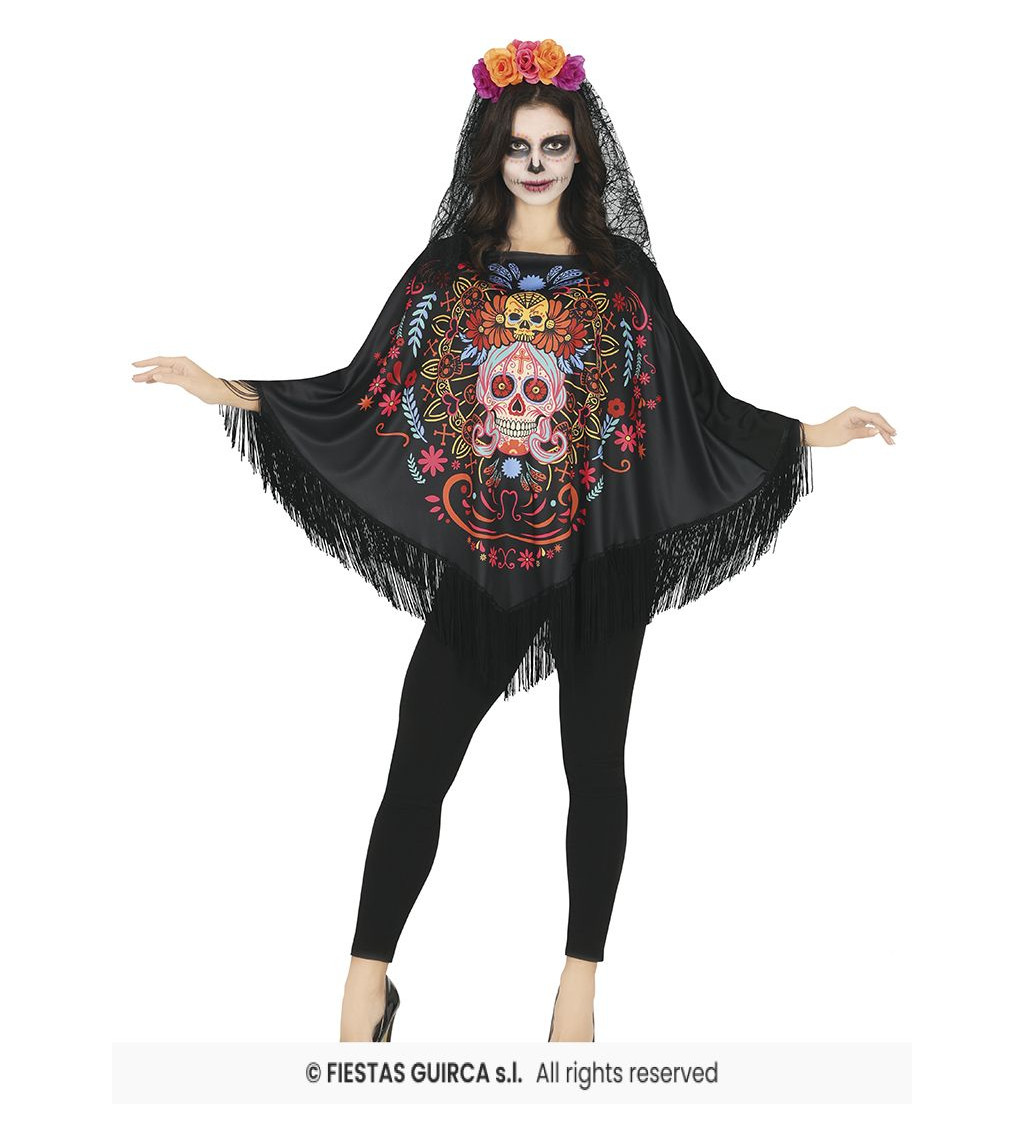 Dámský kostým pončo Dne mrtvých