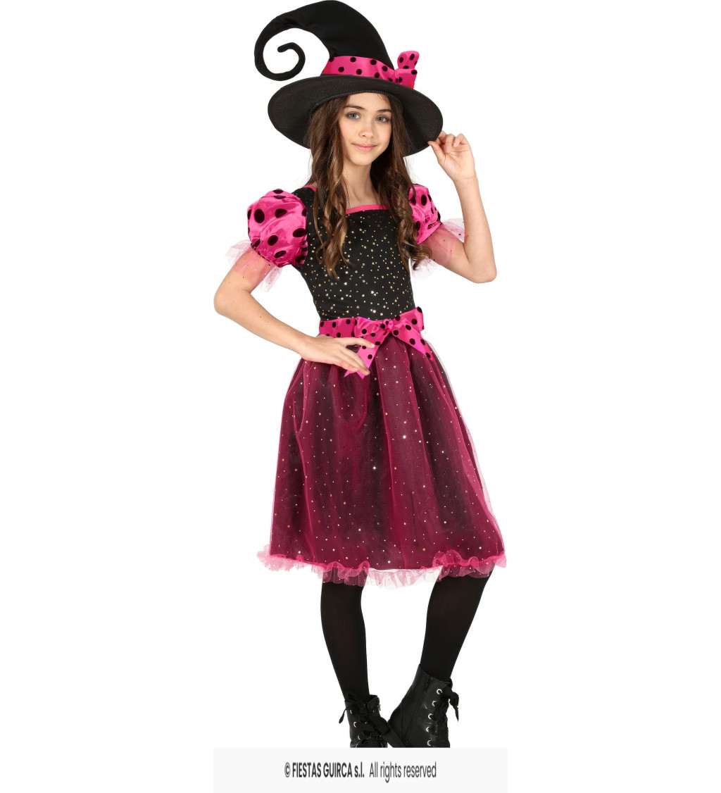 Dětský kostým Růžová čarodějnice