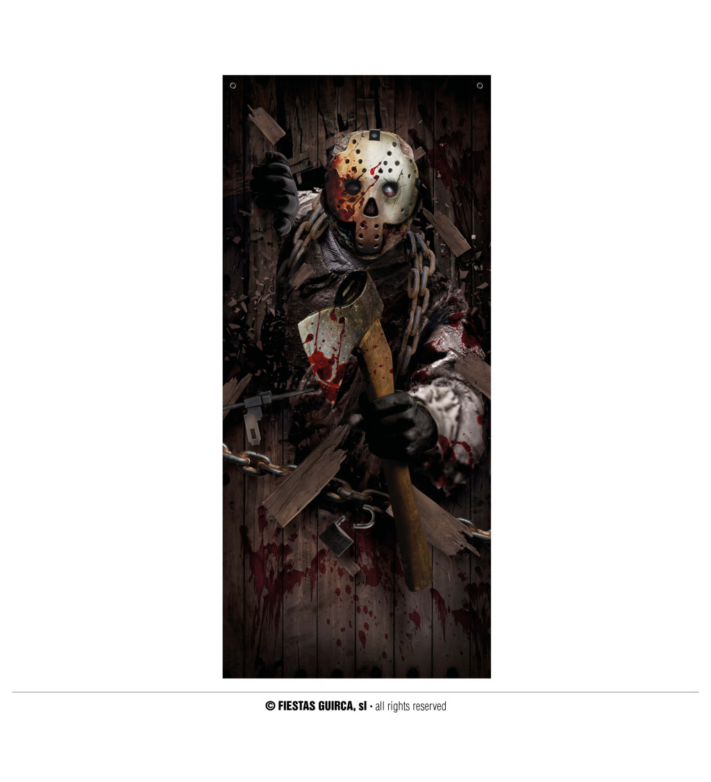 Dekorace dveří vraha se sekerou