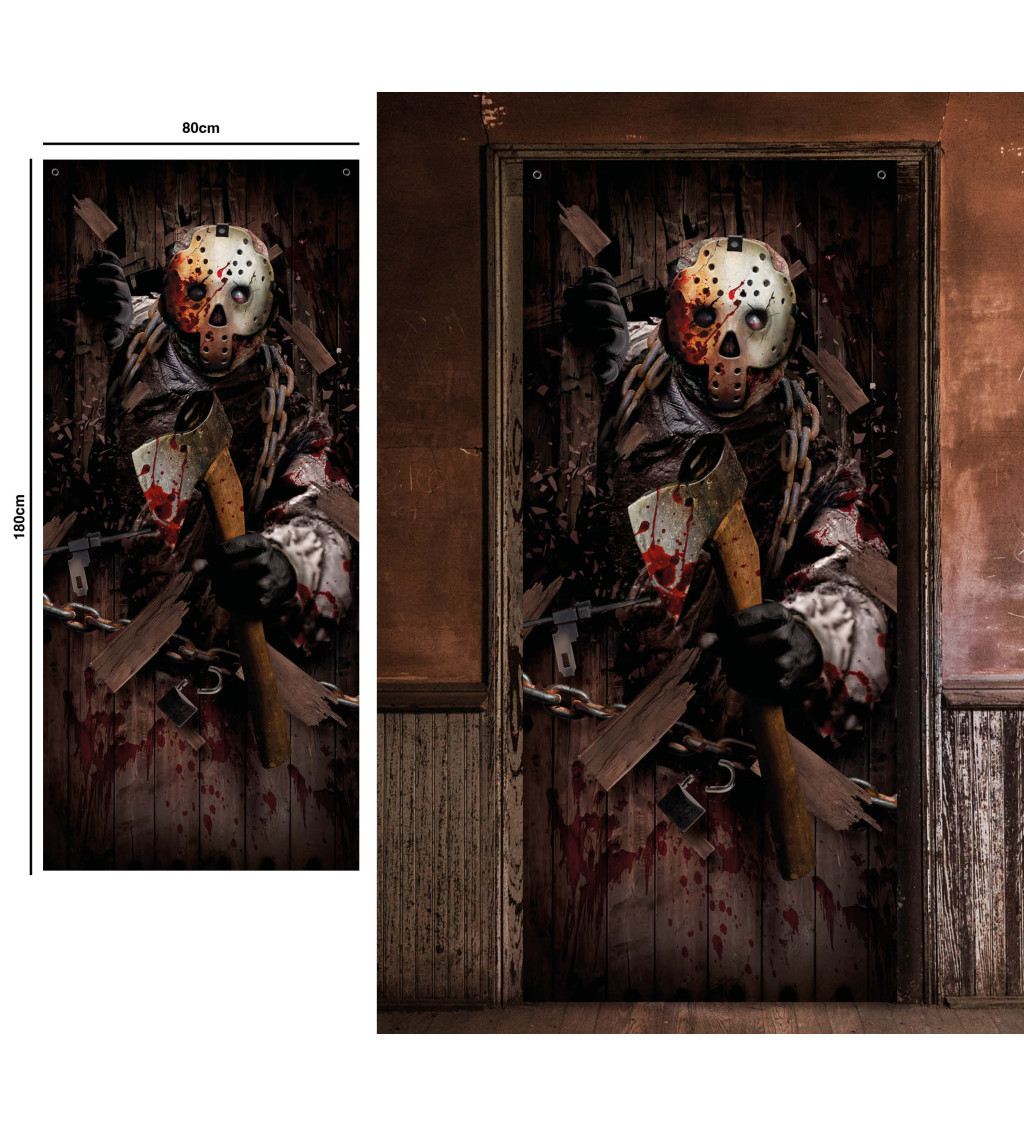 Dekorace dveří vraha se sekerou