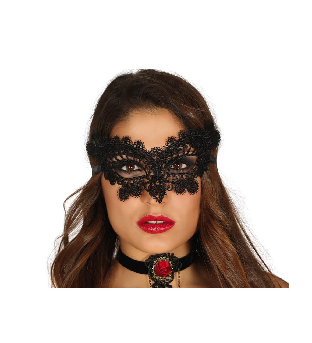 Vyšívaná maska - černá