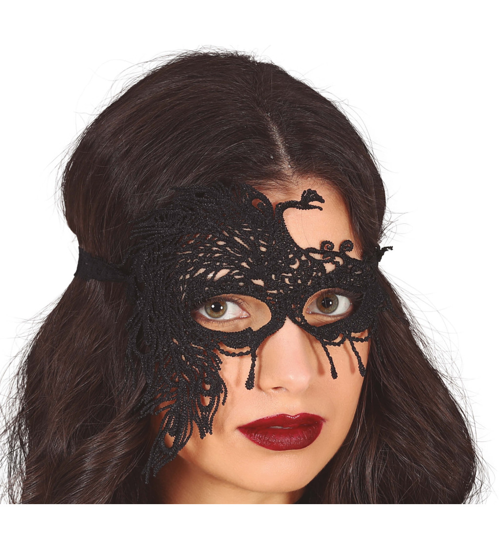Krajková maska- černá