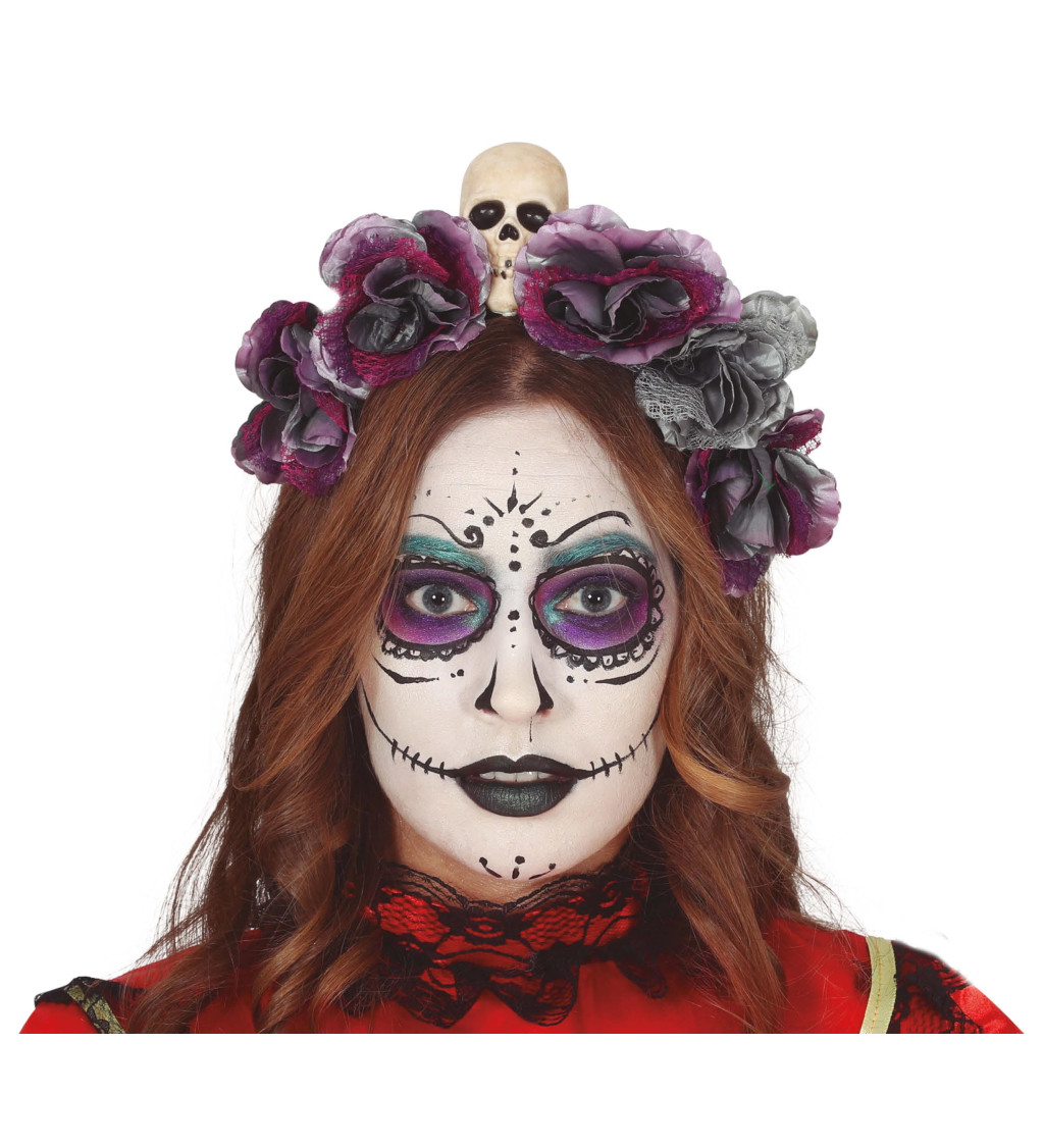 Čelenka Catrina se šedými květy