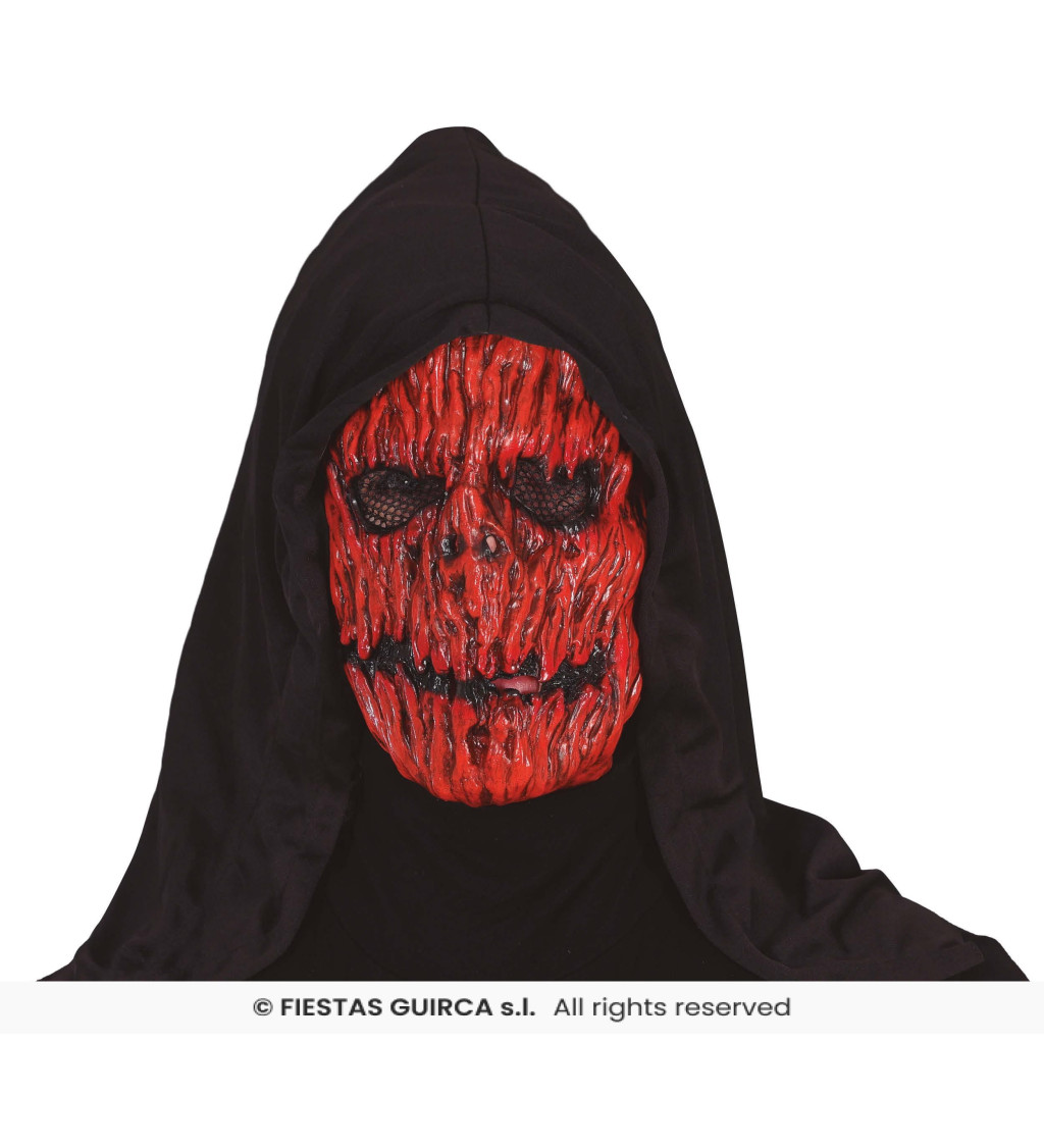 Halloweenská maska dýně s kápí vinyl