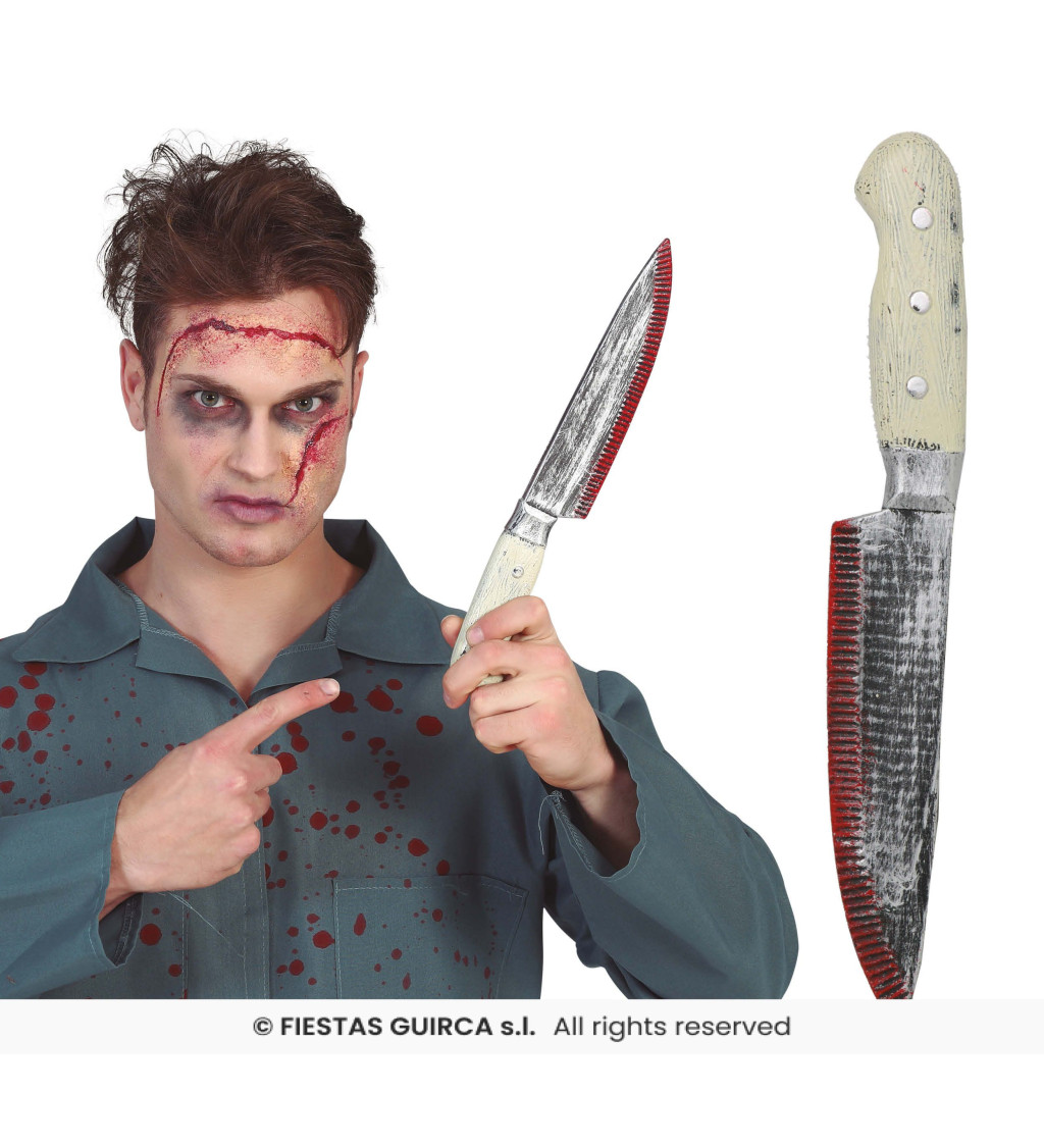 Kuchyňský nůž s krví 33 cm