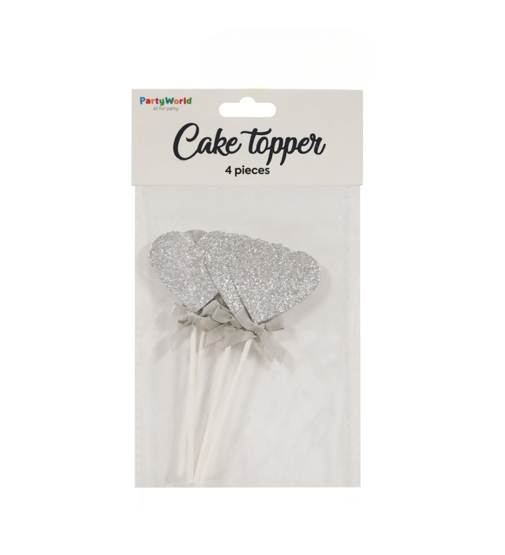 Zápich do dortu srdce stříbrná