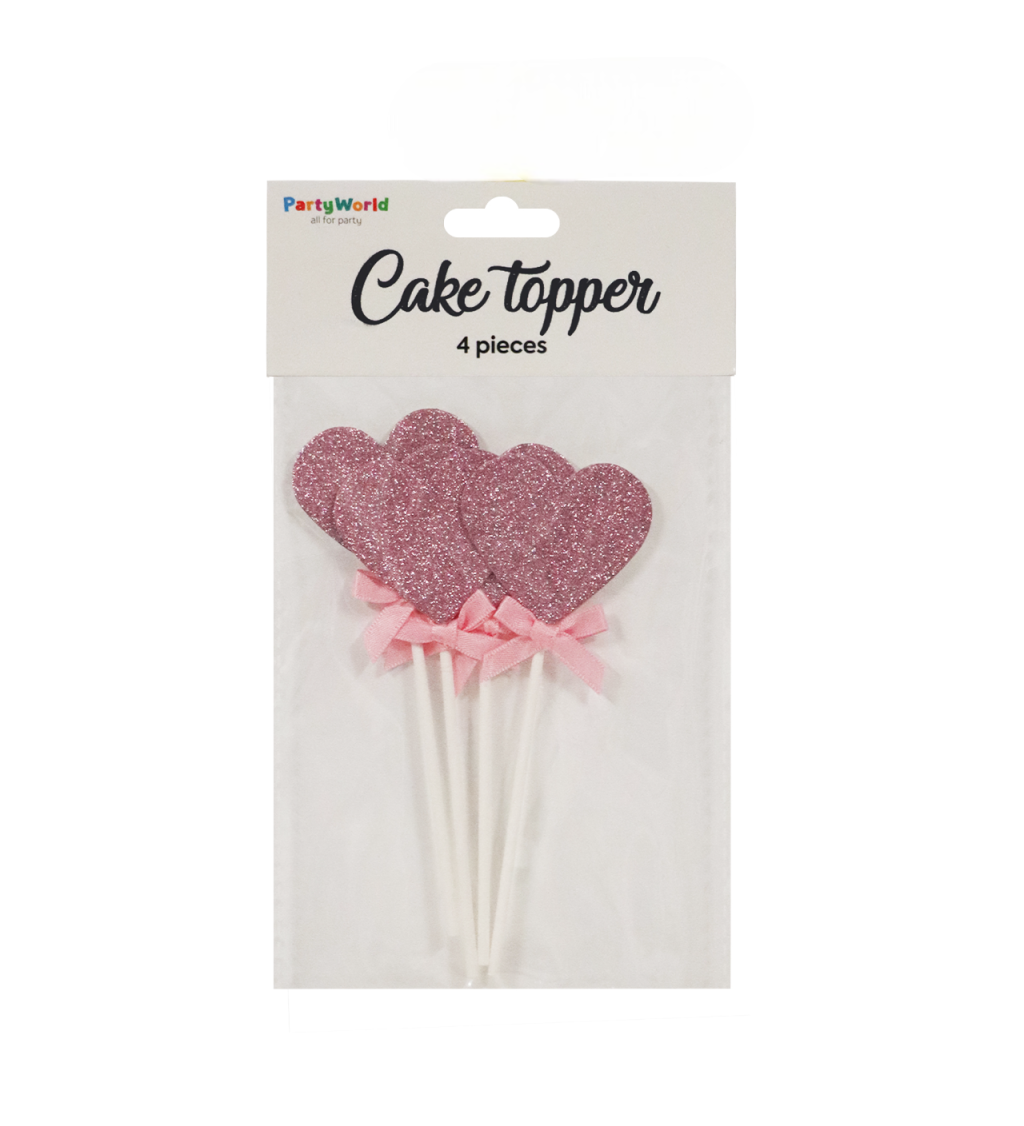 Zápich do dortu srdce světle růžová
