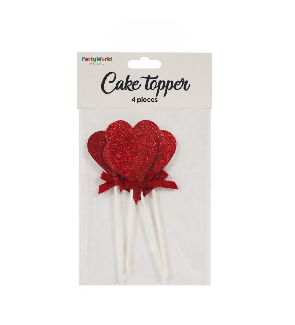 Zápich do dortu srdce červená