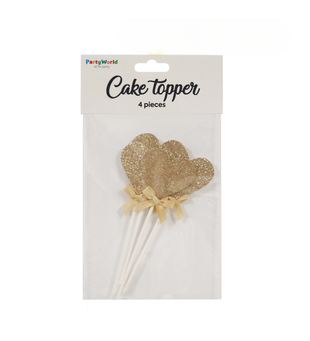 Zápich do dortu srdce rosegold