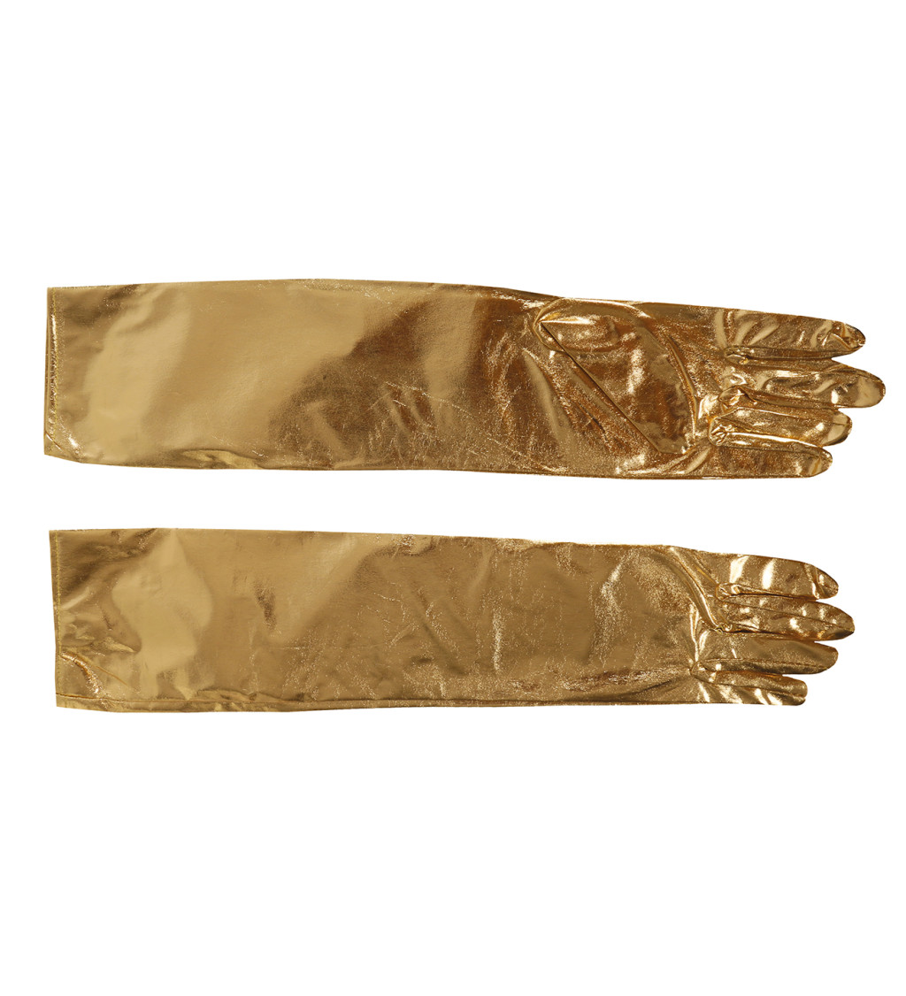 Dlouhé rukavice – zlaté, 44cm