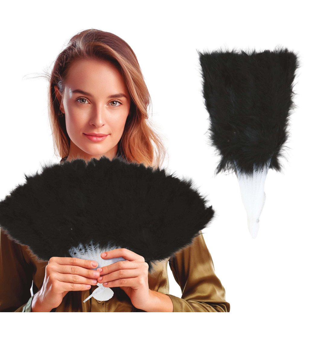 Peříčkový vějíř - černý