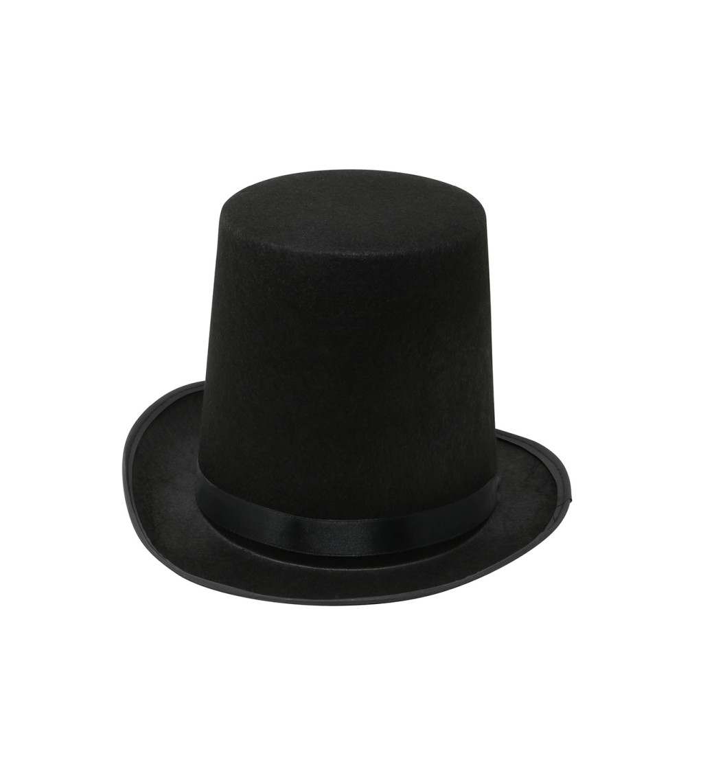 Vysoký filcový klobouk - černý