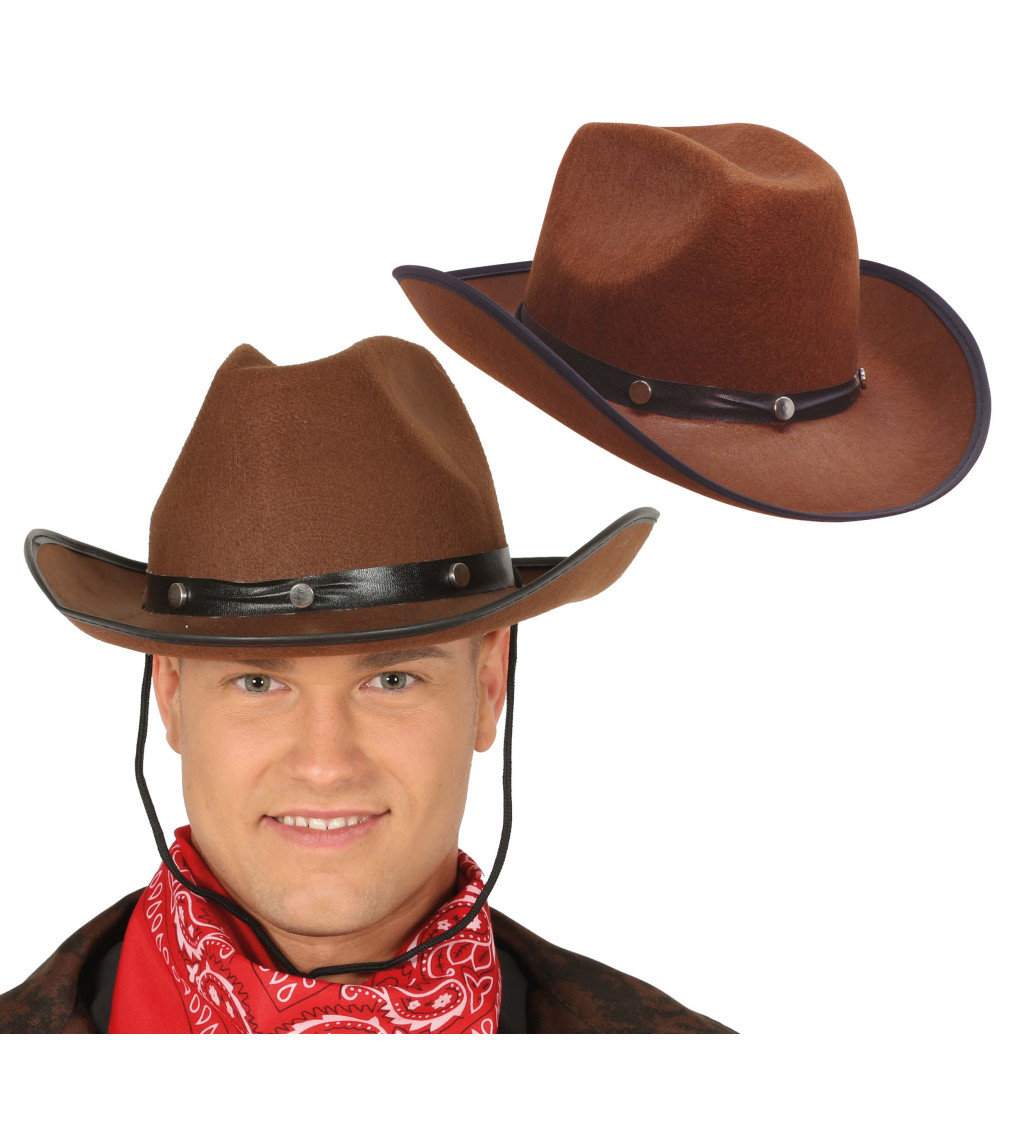 Hnědý filcový - kovbojský klobouk