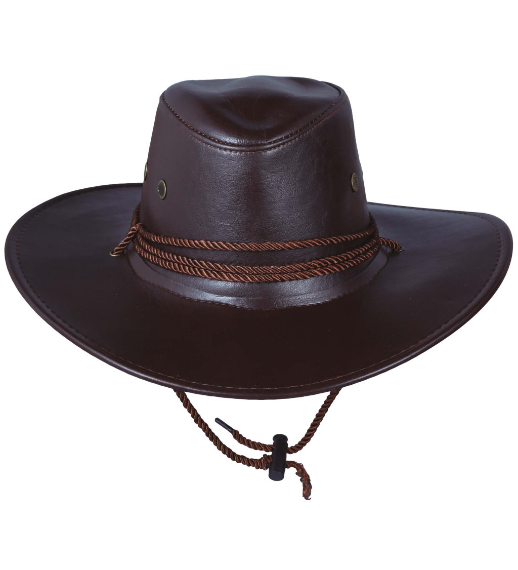 Hnědý - kovbojský klobouk podobný/kožený