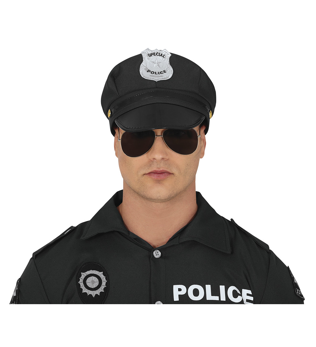 Látkový policejní klobouk - černý