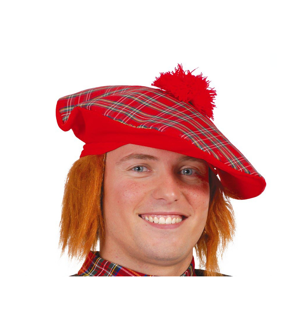 Skotský klobouk - s vlasy