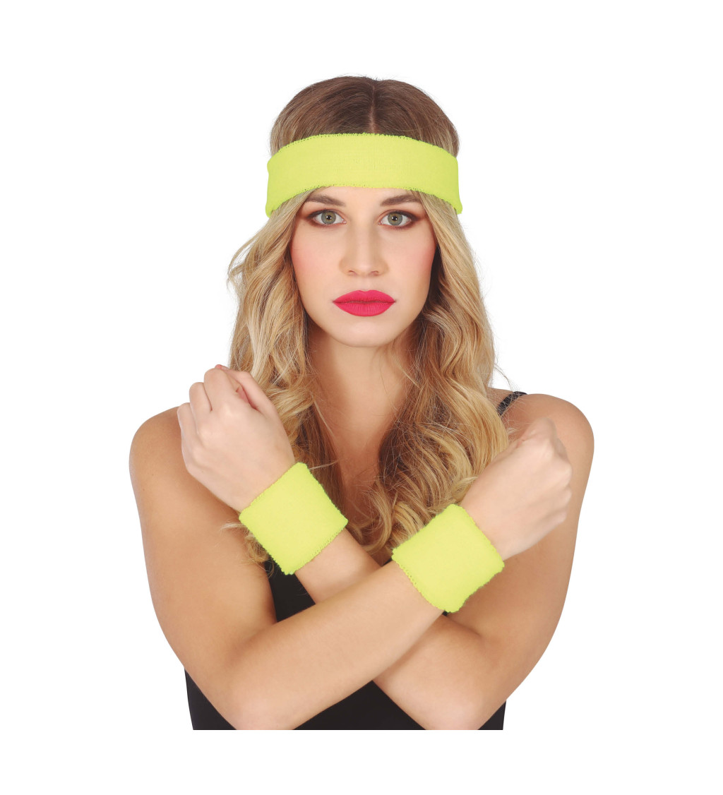 Sada - 2 potítka a čelenka žlutá