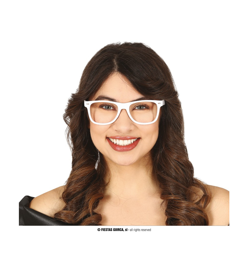 Bílé brýle - s čirými skly