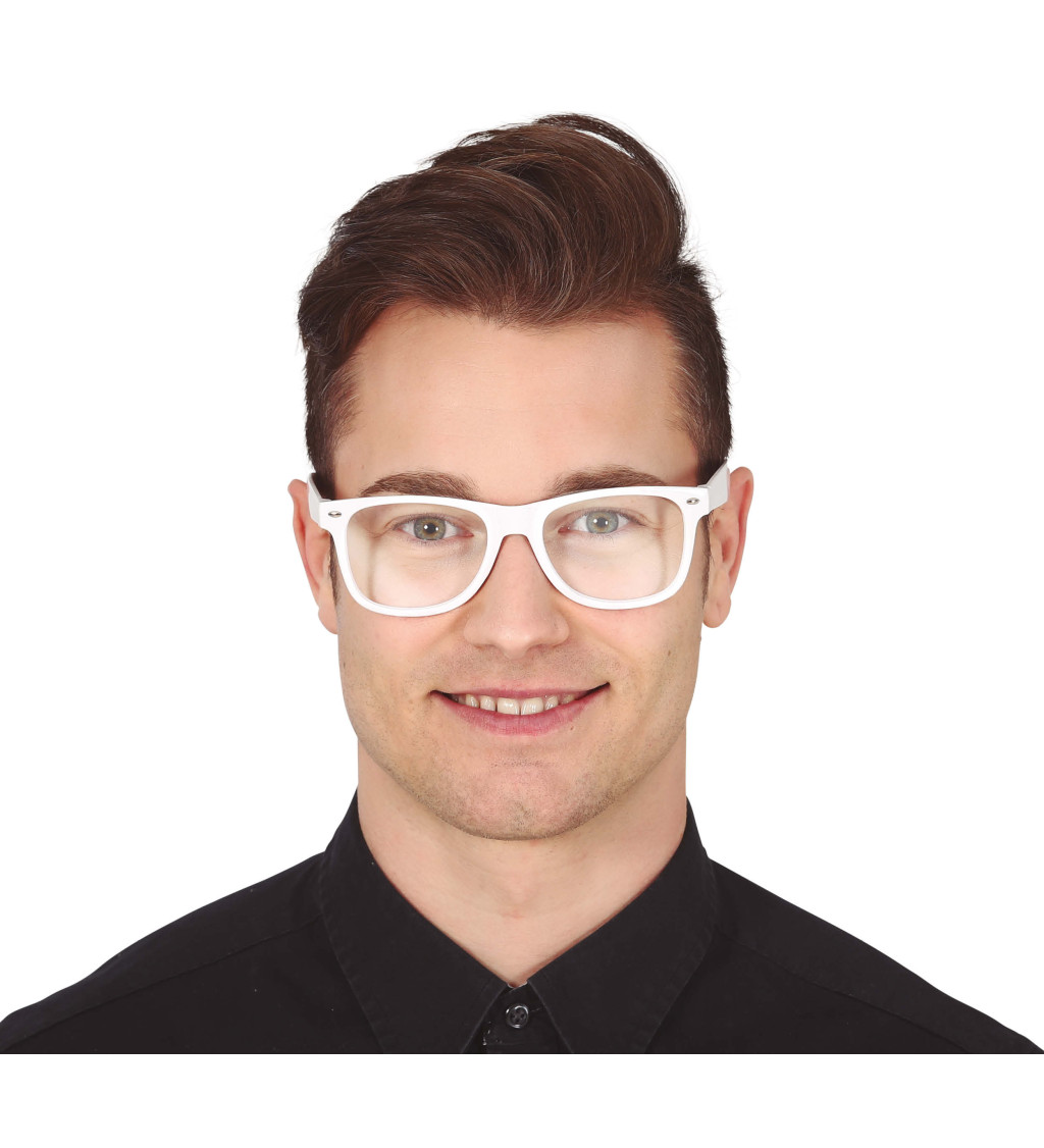 Bílé brýle - s čirými skly