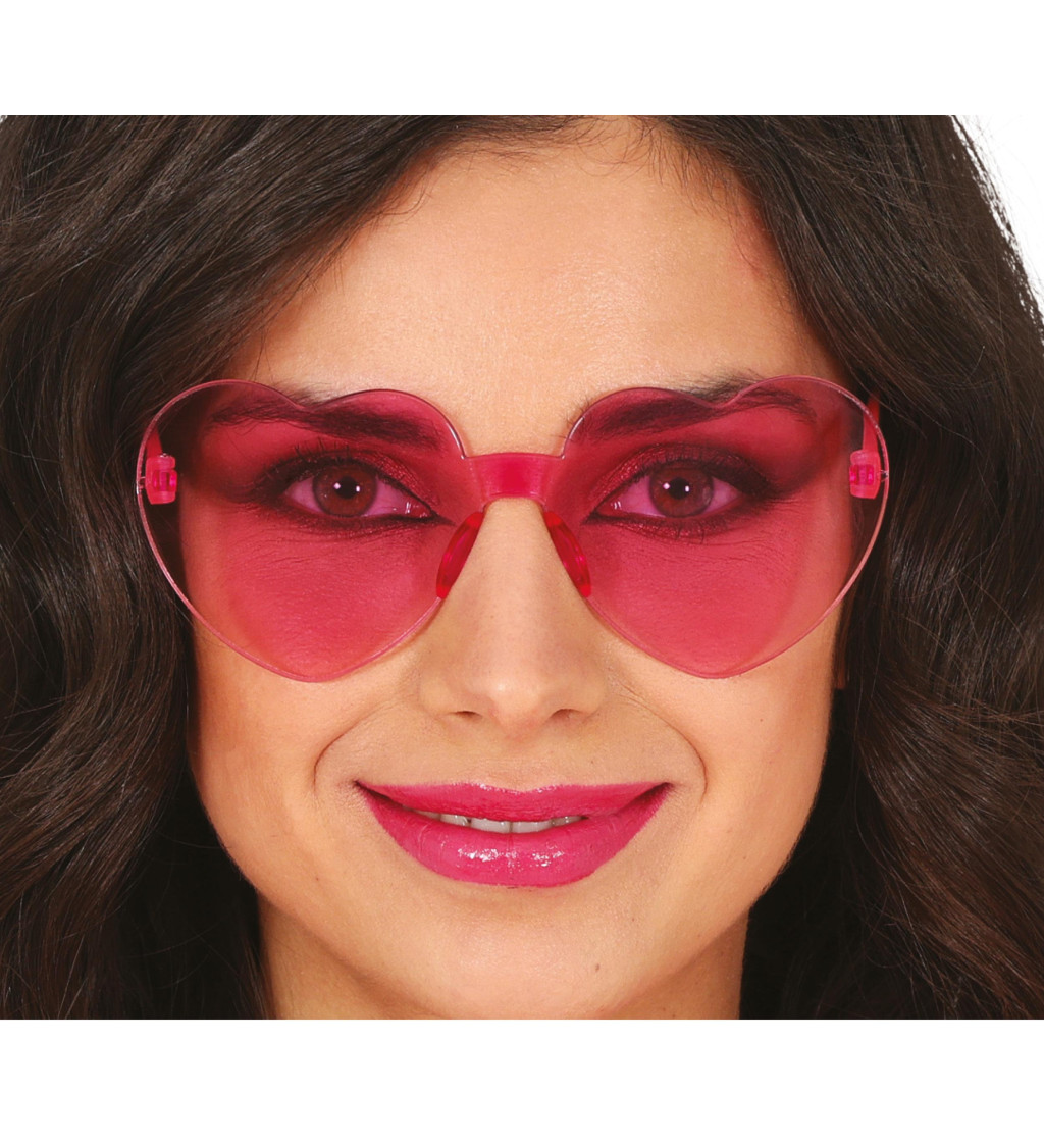 Růžové brýle - ve tvaru srdce