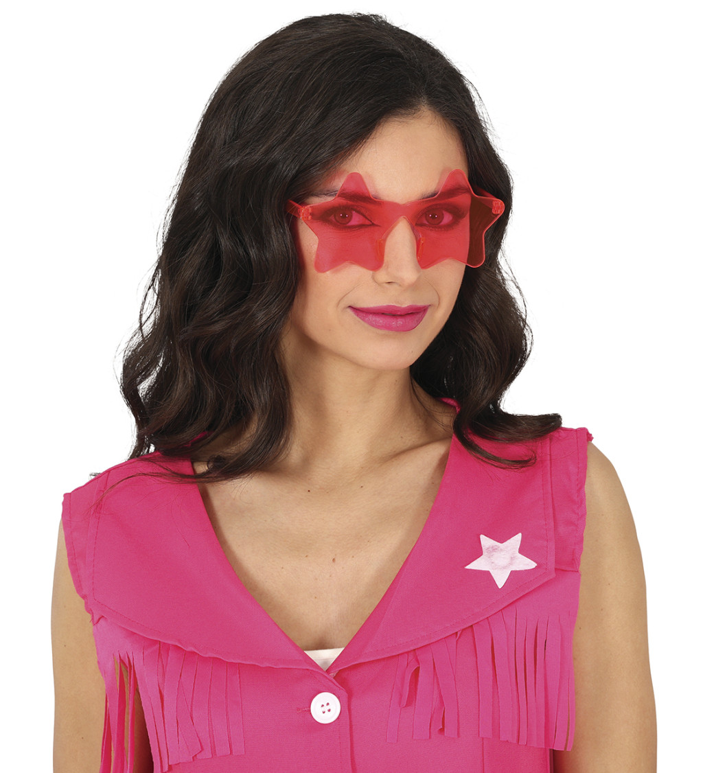 Růžové brýle - ve tvaru hvězdy