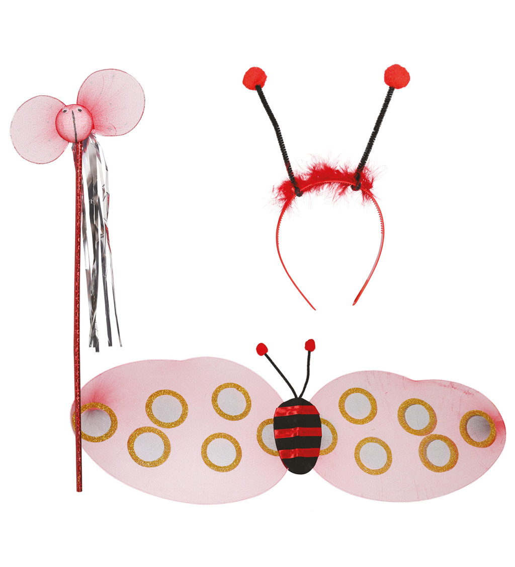 Sada -Křídla berušky s korunkou a hůlkou