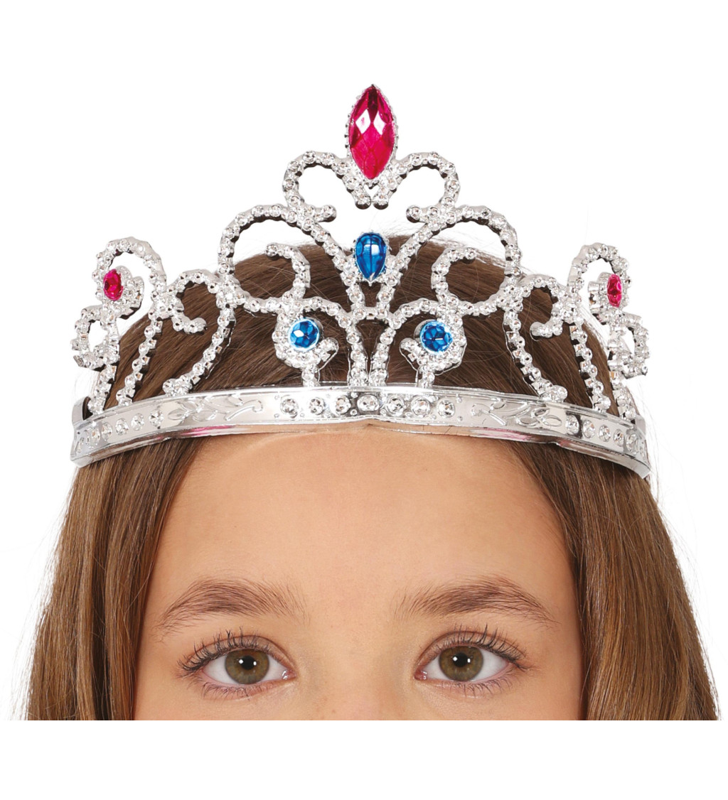 Stříbrná korunka - s drahokamy