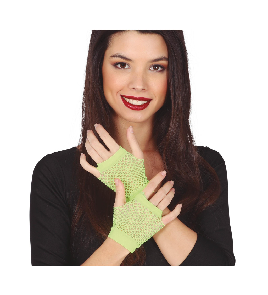 Síťované rukavice - neonově zelené