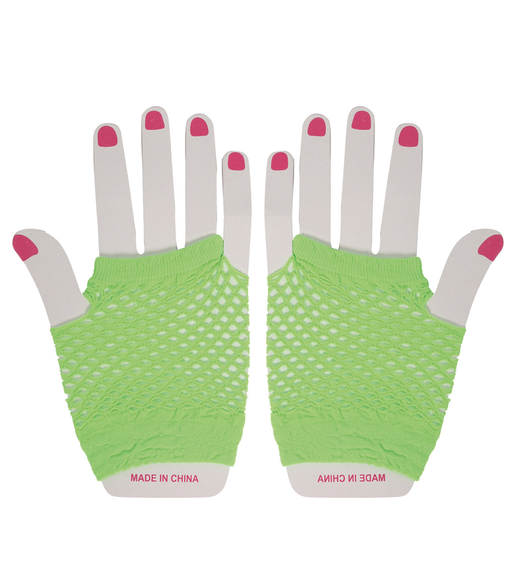 Síťované rukavice - neonově zelené