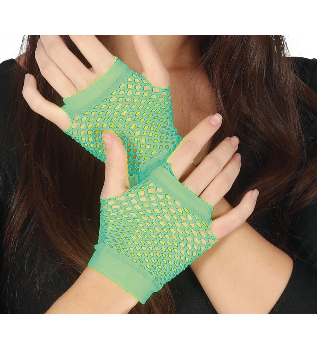 Síťované rukavice - neonově zelené