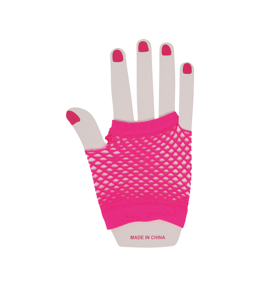 Síťované rukavice - neonově fuchsiové
