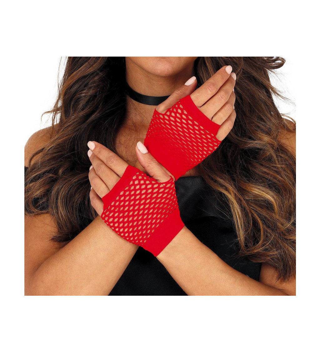 Síťované rukavice - červené