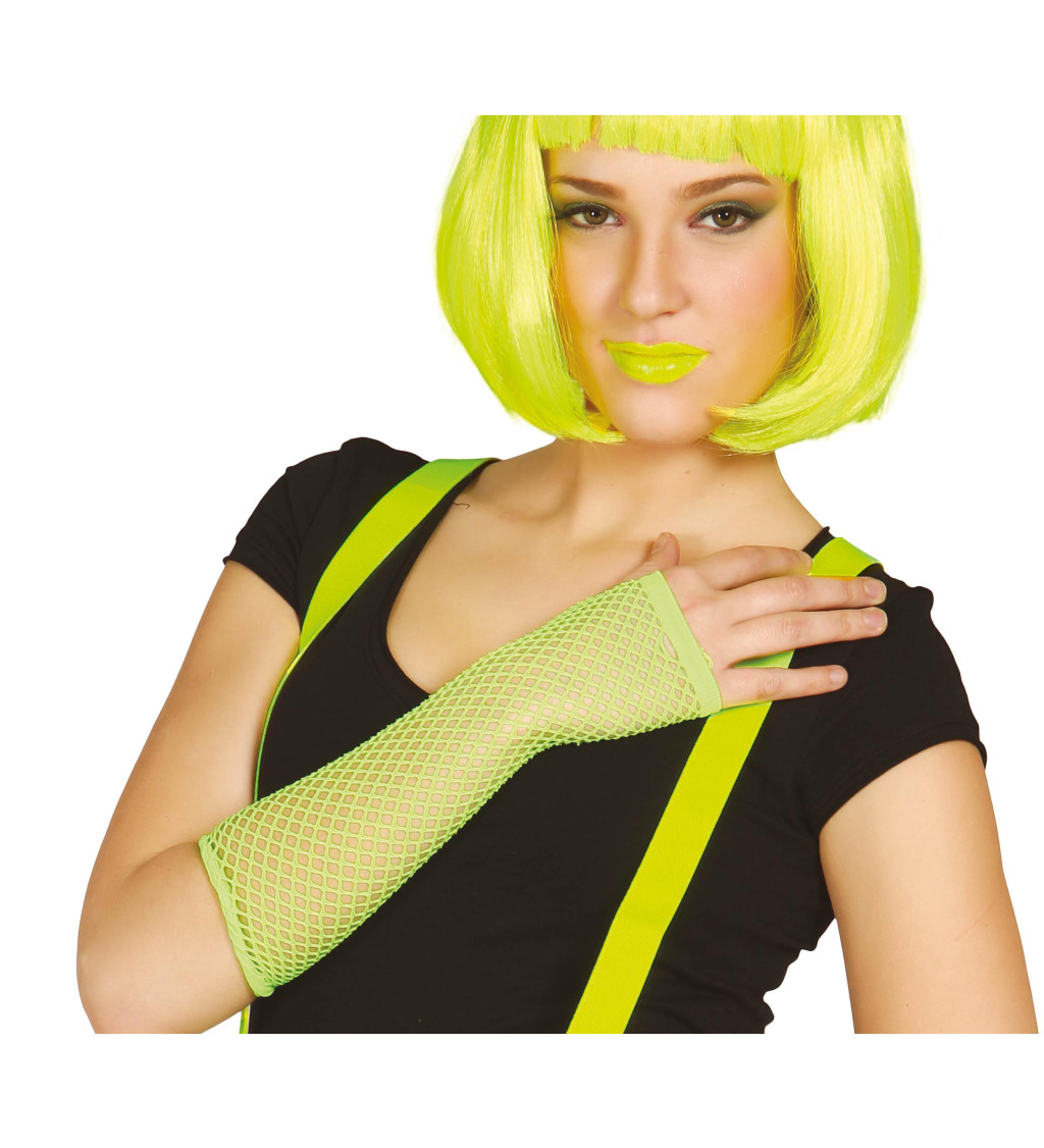 Síťované rukavice - neonově zelené