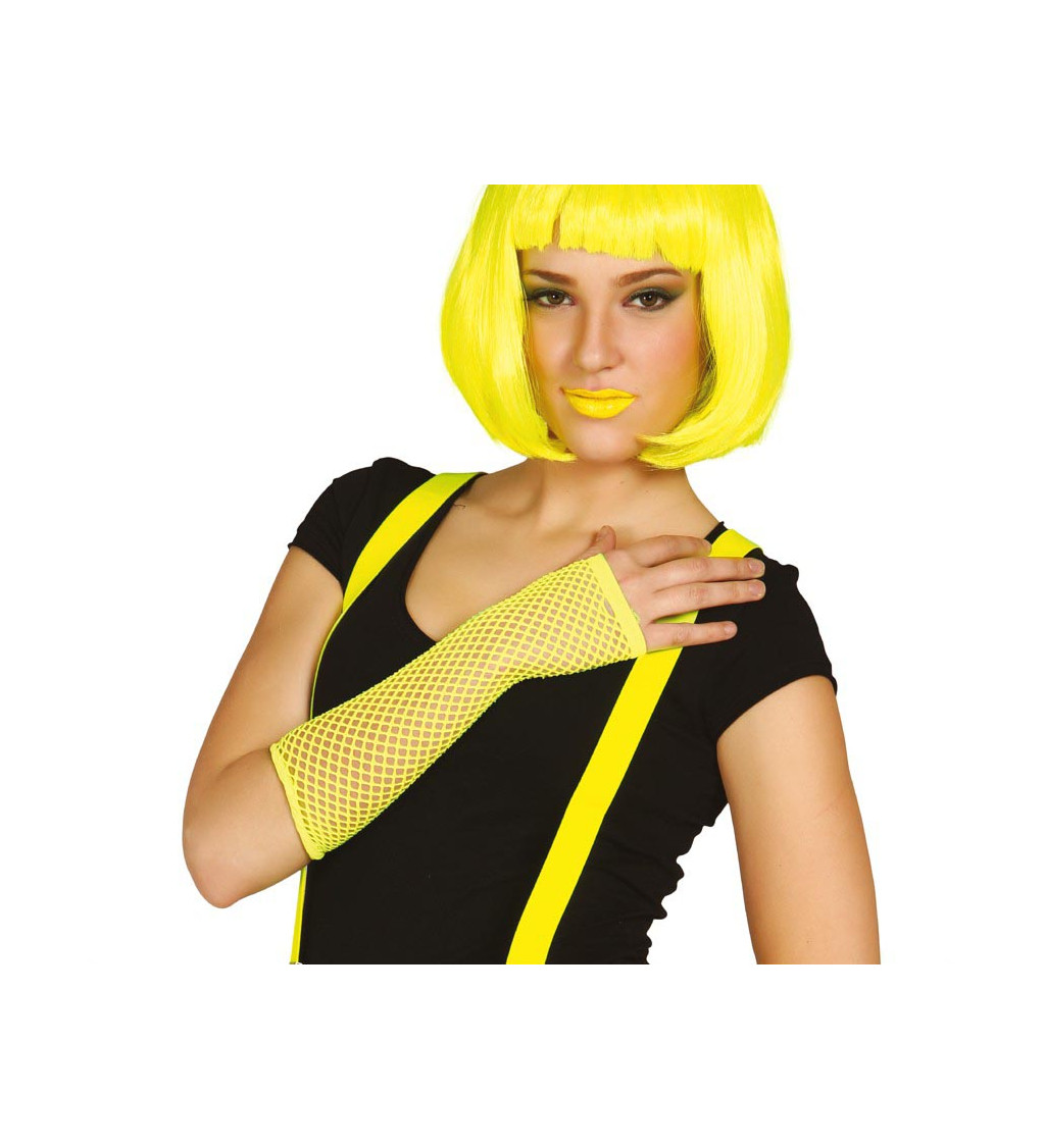 Síťovaná rukavice - neonově žlutá