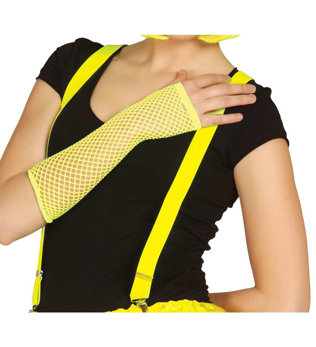 Síťovaná rukavice - neonově žlutá