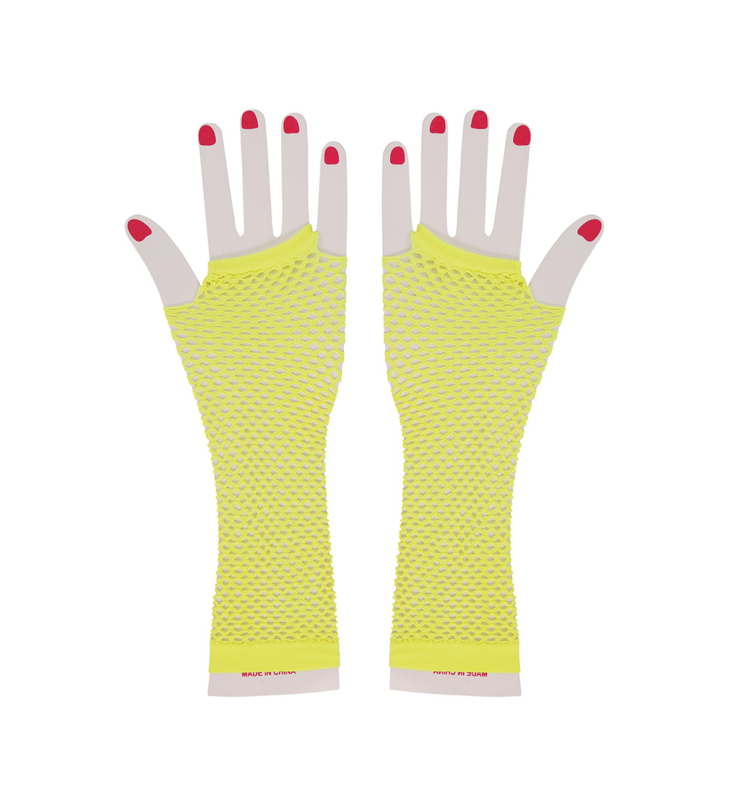 Síťovaná rukavice - neonově žlutá