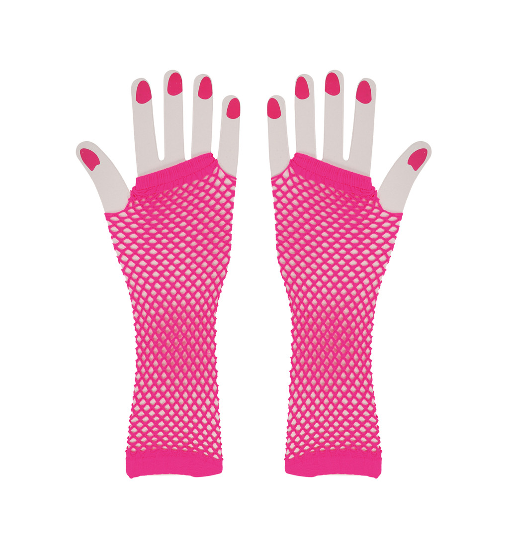 Síťovaná rukavice - neonově fuchsiová