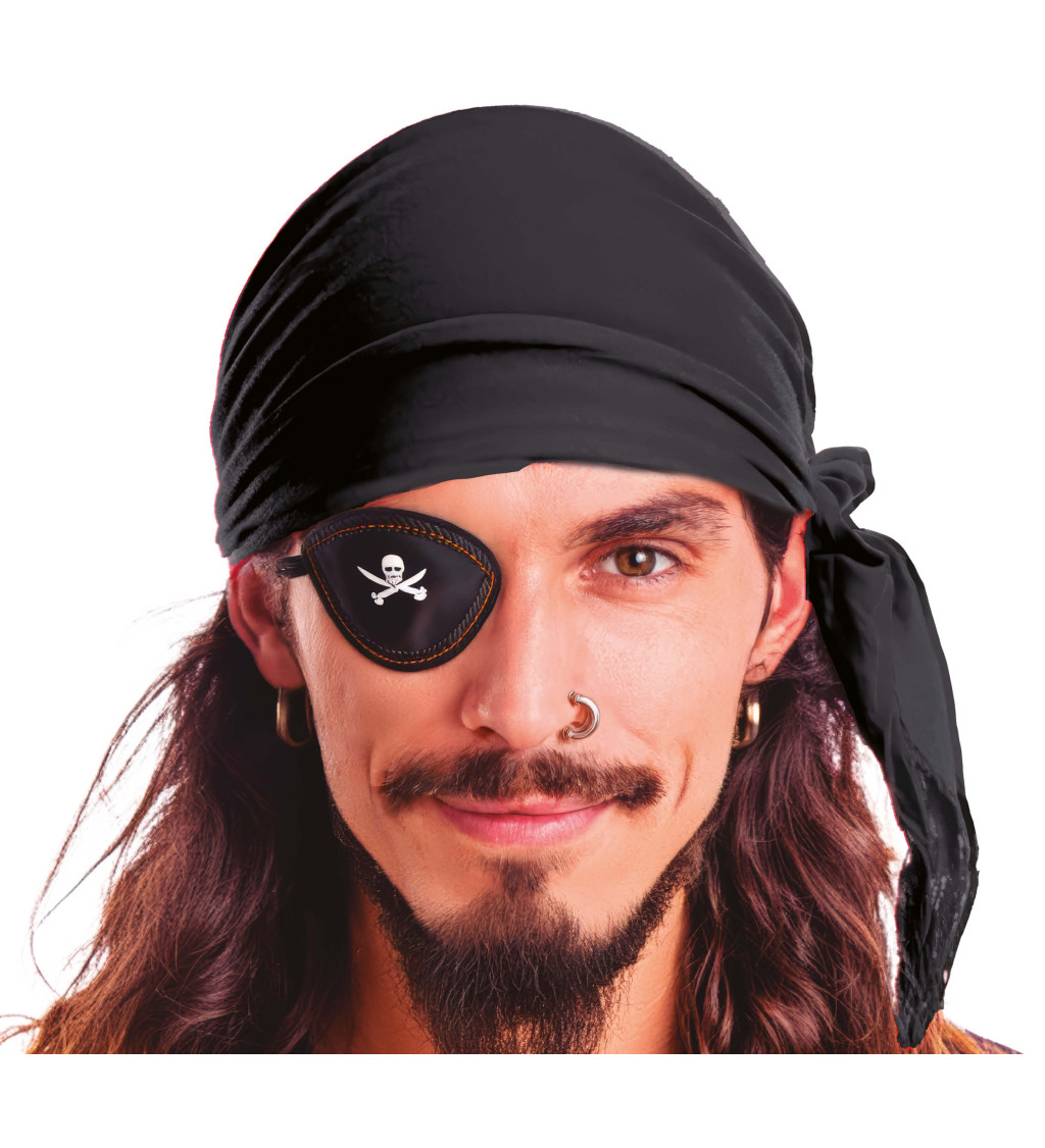 Sametový pirátský šátek - černý