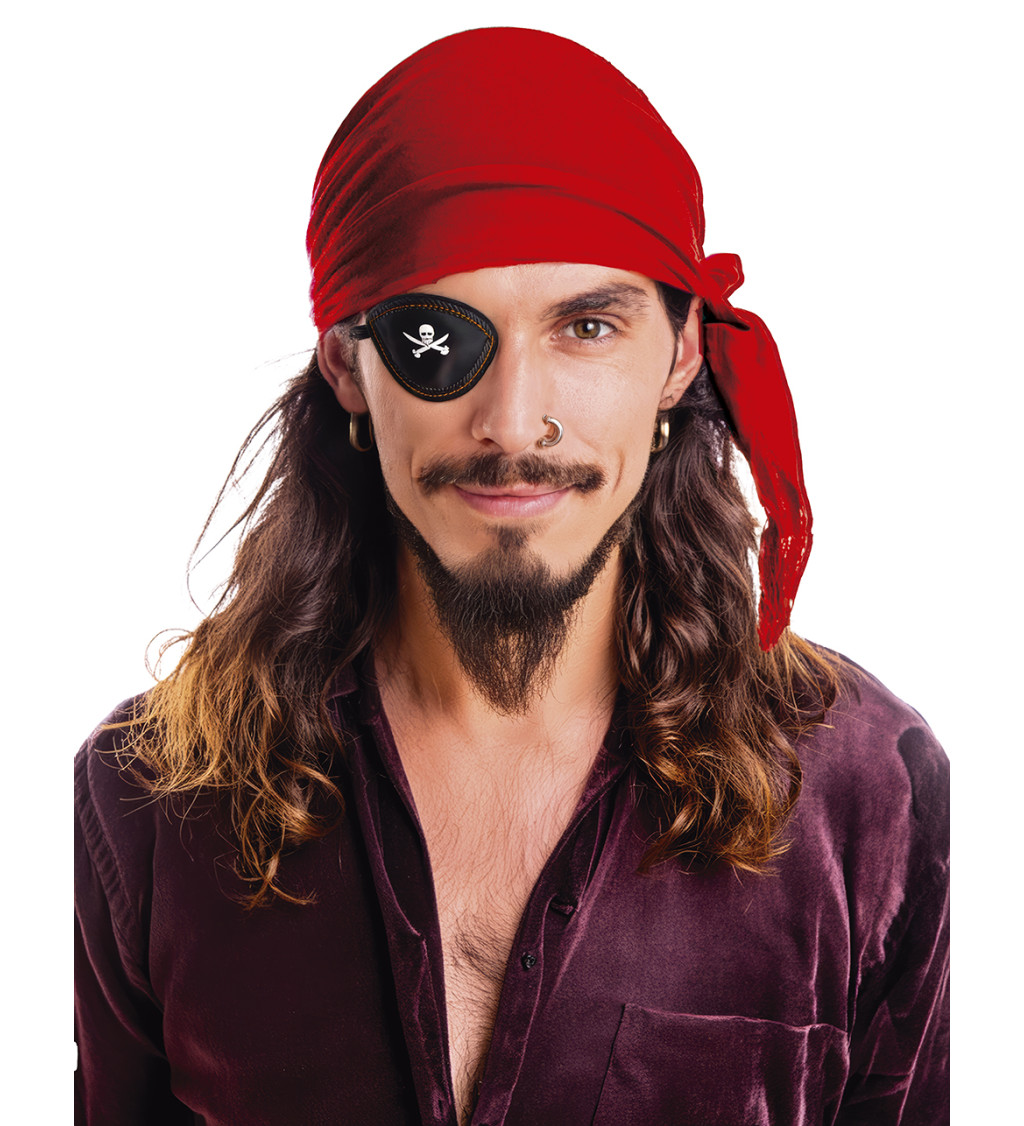 Sametový pirátský šátek - červený