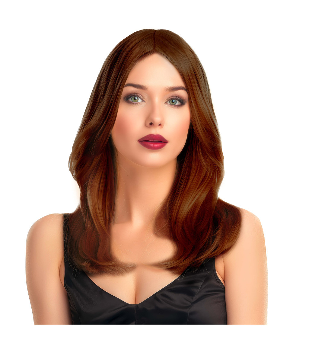 Paruka dámská vlnitá, hnědá