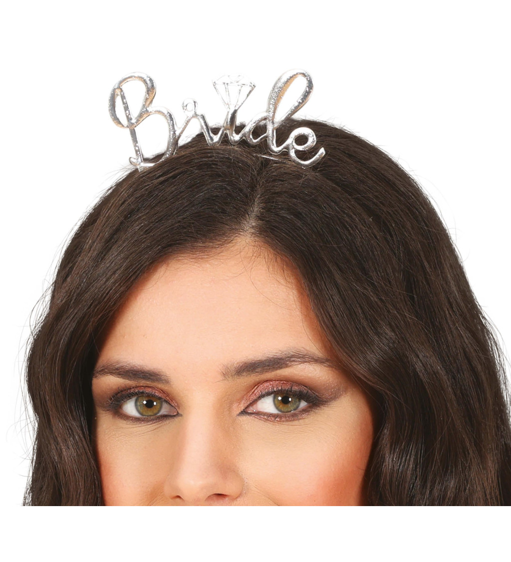 Kovová čelenka - Bride stříbrná