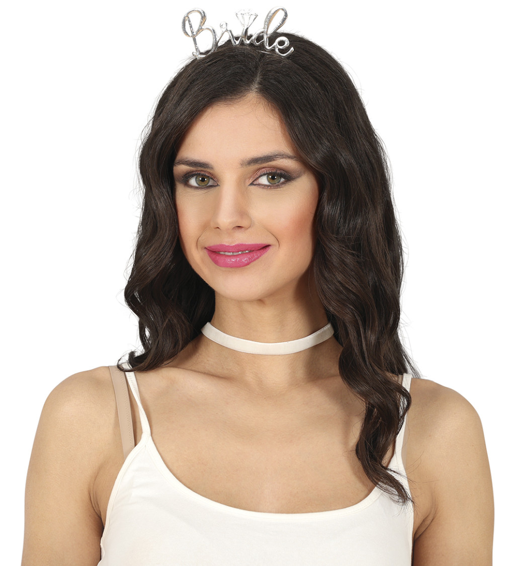 Kovová čelenka - Bride stříbrná