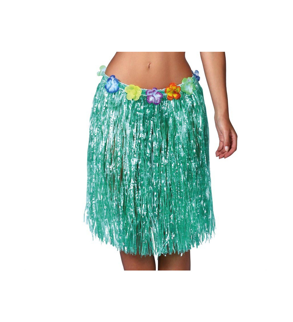 Havajská sukně s květy - zelená