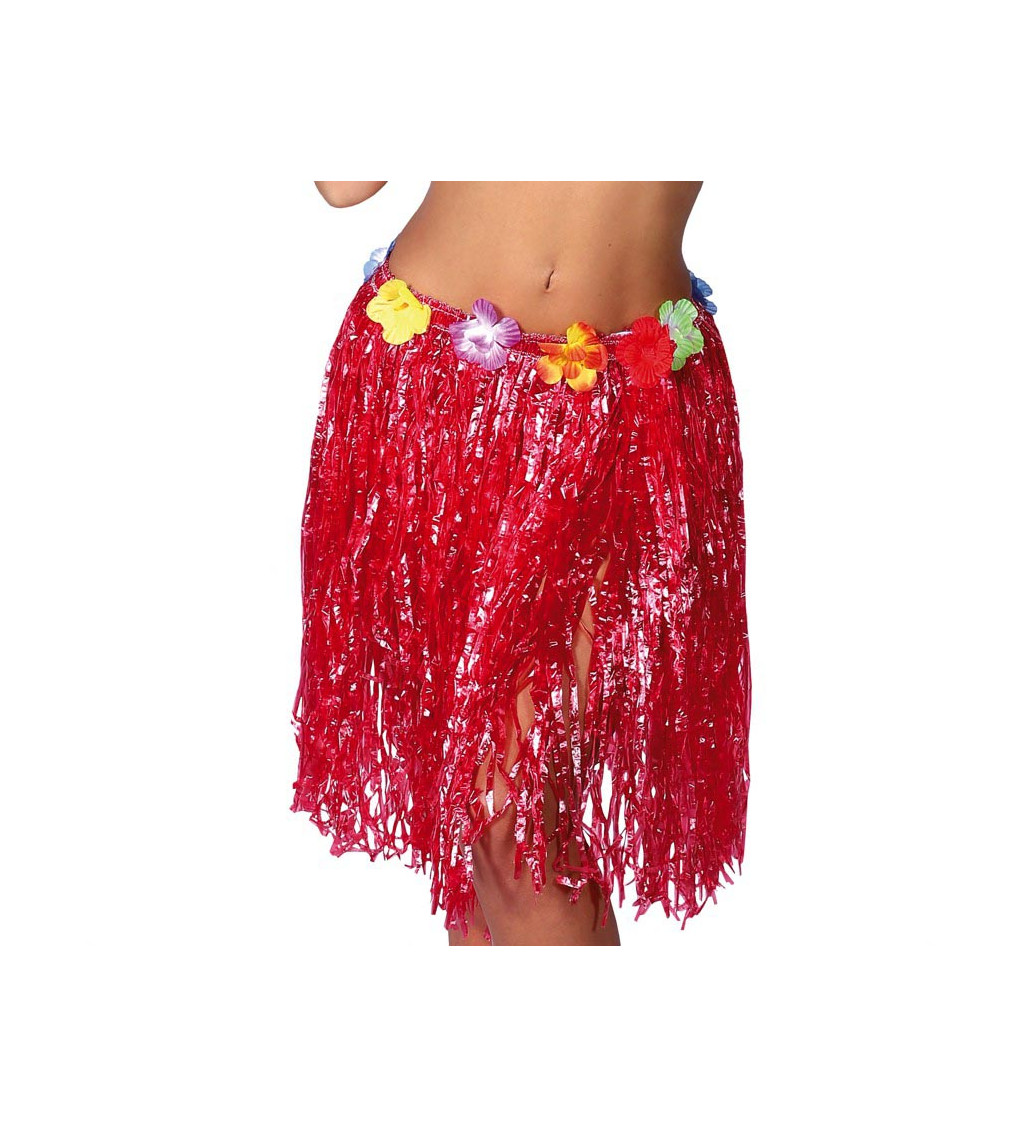 Havajská sukně s květy - červená