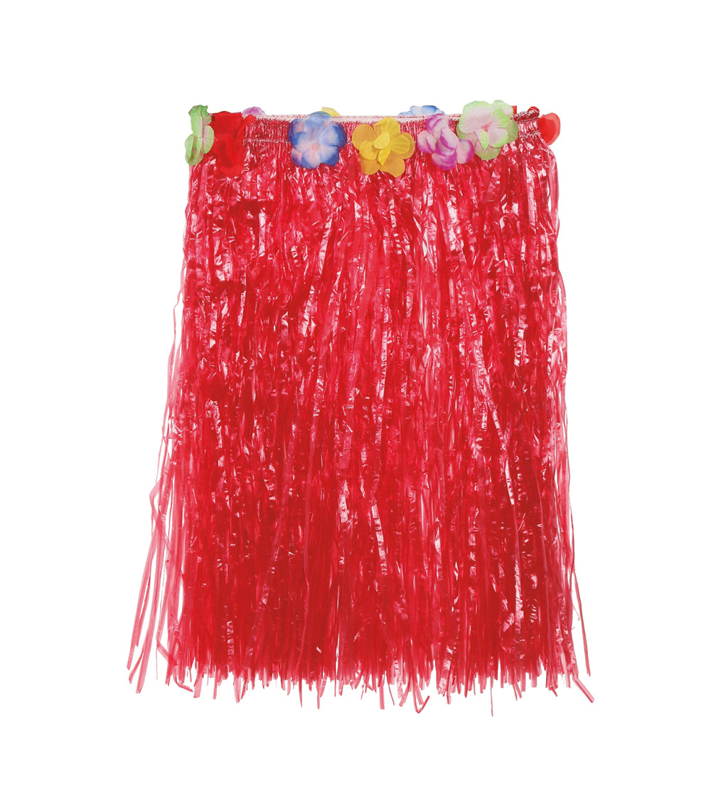 Havajská sukně s květy - červená